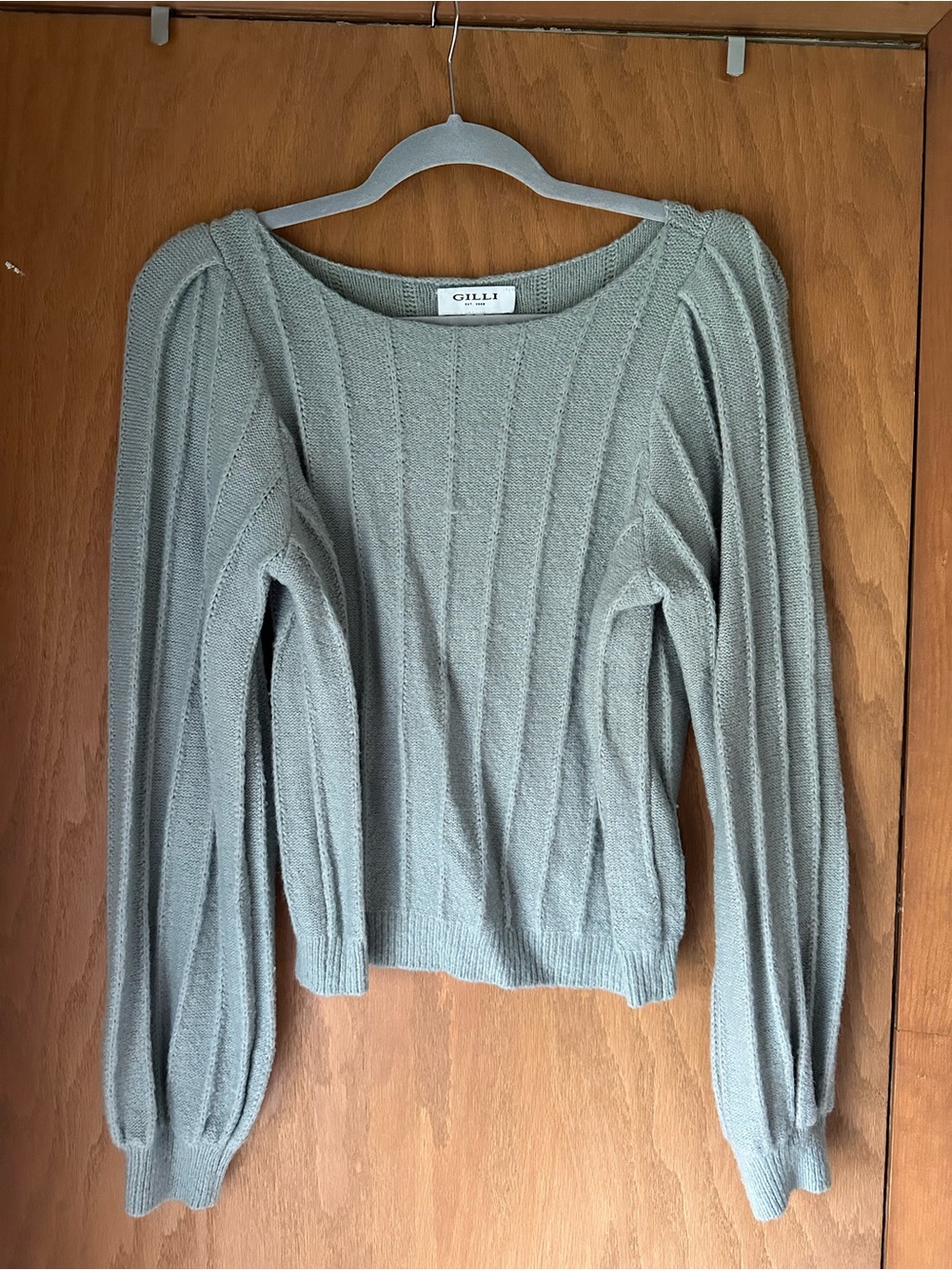 Gilli Sage Ribbed Crewneck Sweater
